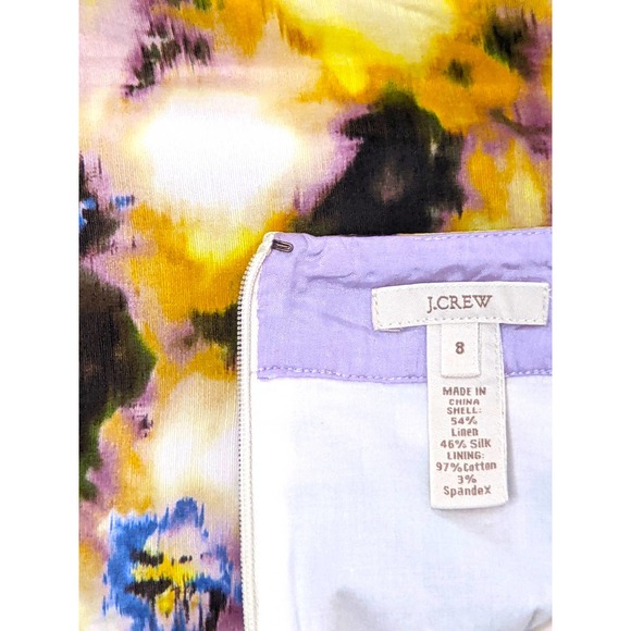 Womens J Crew Pencil Skirt Tie Dye Linen Multicolor Waistband Slit Midi Y2K 8 - Picture 7 of 7